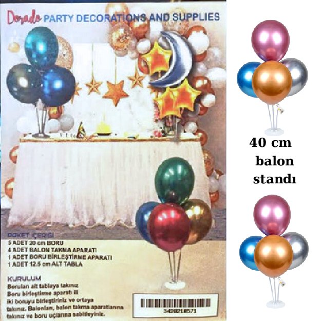 Toptan Ayaklı Balon Standı 4 Çubuklu ( Kısa)