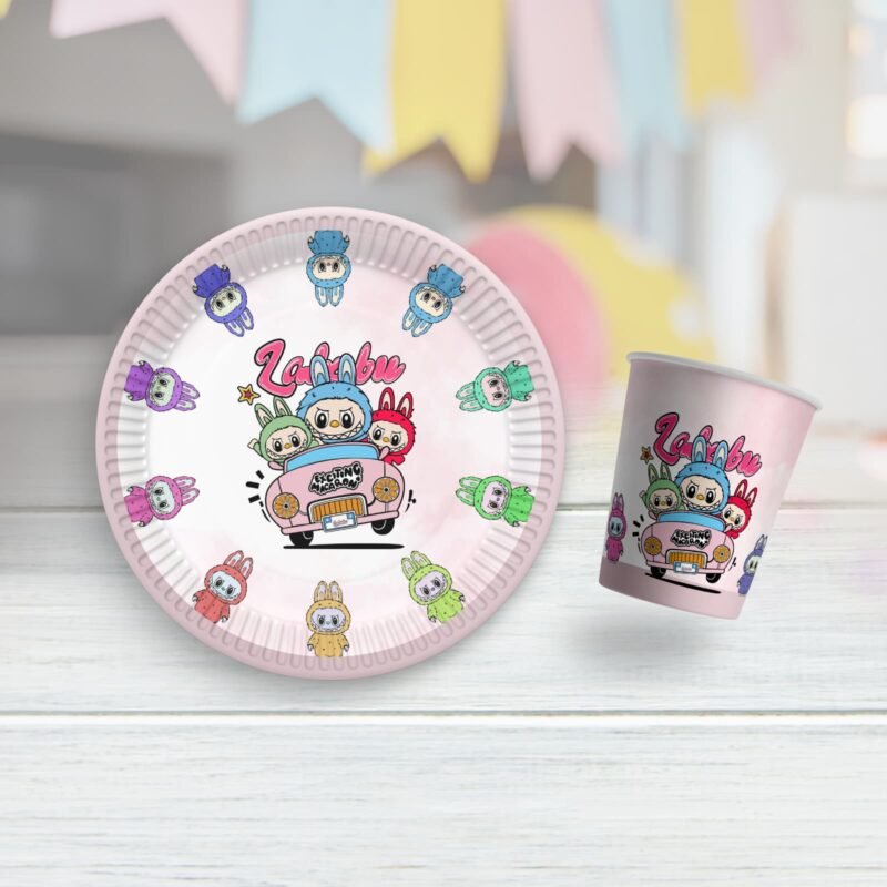 Toptan Labubu Karton Tabak Bardak Set