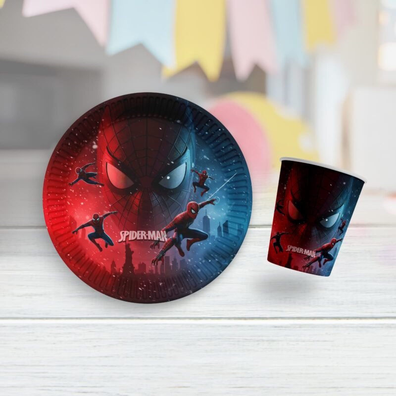Toptan Spiderman Örümcek Adam Karton Tabak Bardak Set